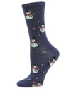 Women's Let it Snowman Holiday Crew Socks : Color: Denim Heather