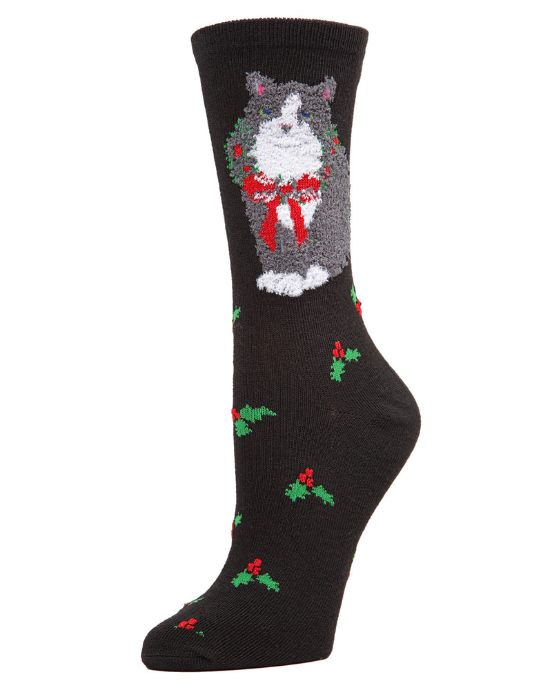 MeMoi Christmas Cat Crew Socks