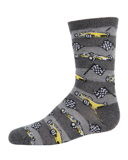 Boys' Race Car Rayon from Bamboo Crew Socks : Color: Charcoal