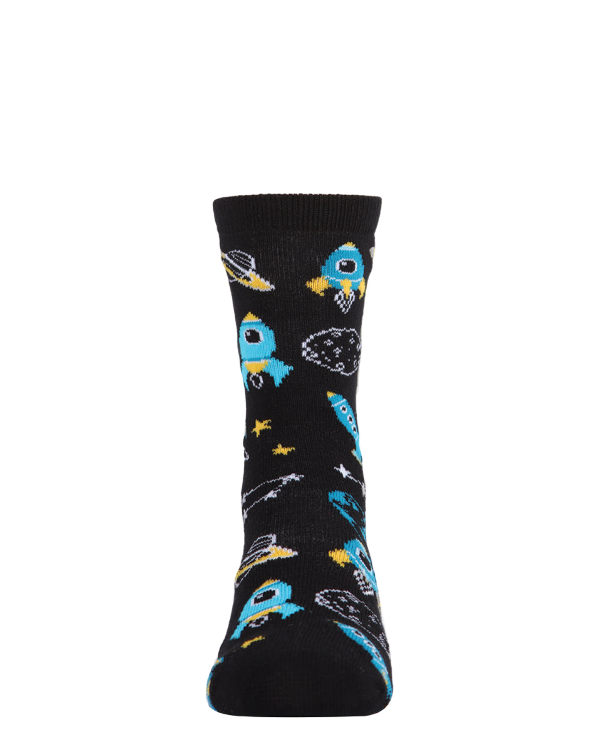 Boys' Rocket Ship Rayon from Bamboo Crew Socks : Color: BLACK