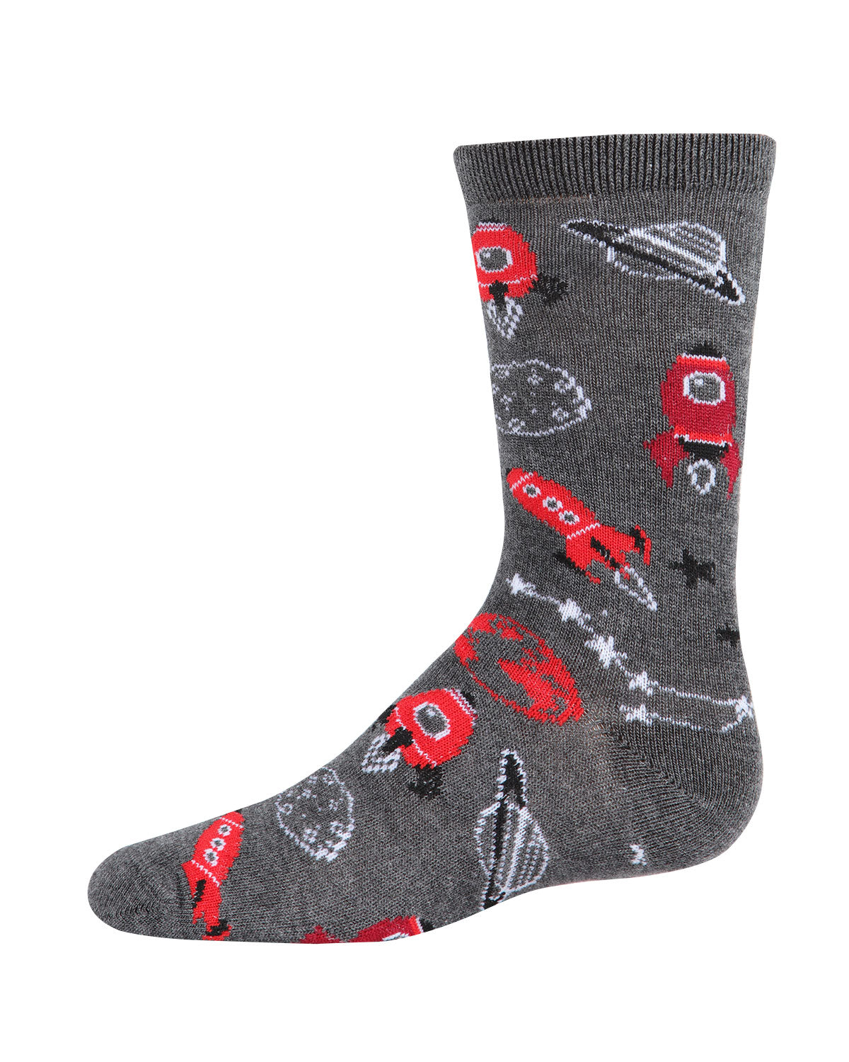 Boys' Rocket Ship Rayon from Bamboo Crew Socks : Color: Charcoal