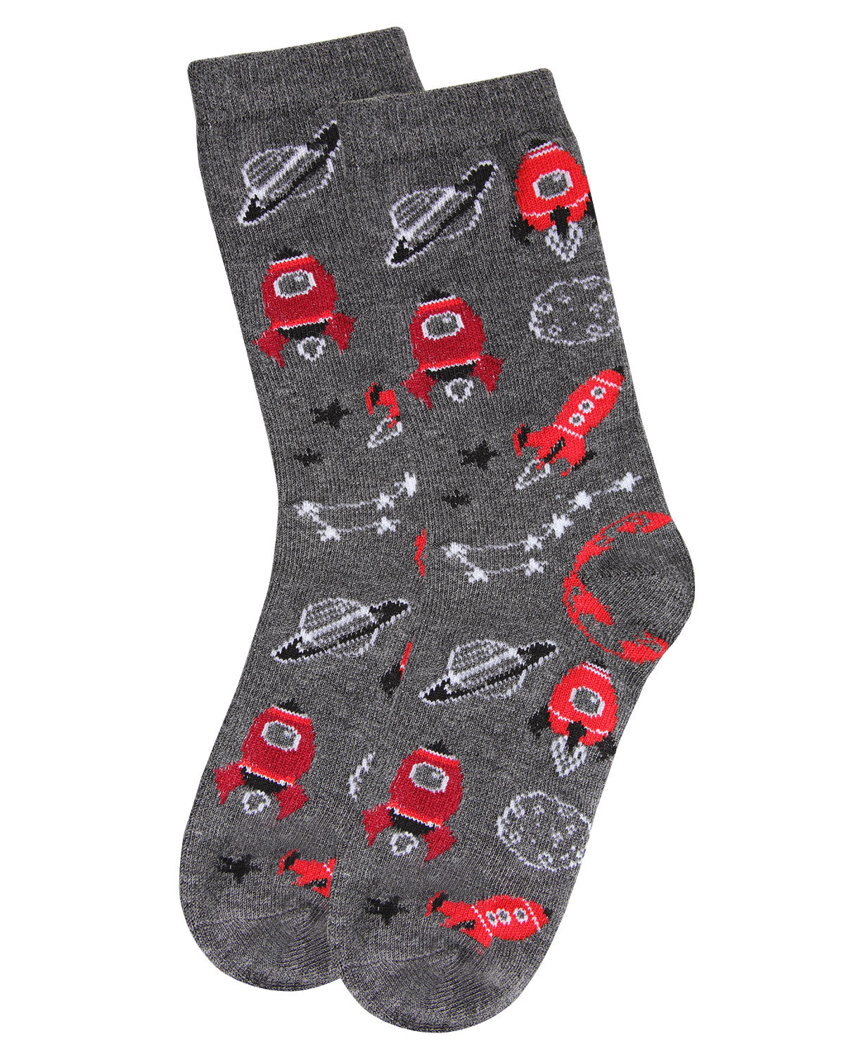 Boys' Rocket Ship Rayon from Bamboo Crew Socks : Color: Charcoal