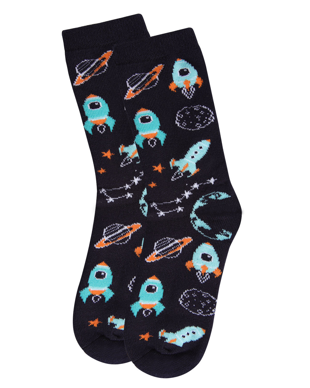 Boys' Rocket Ship Rayon from Bamboo Crew Socks : Color: Navy