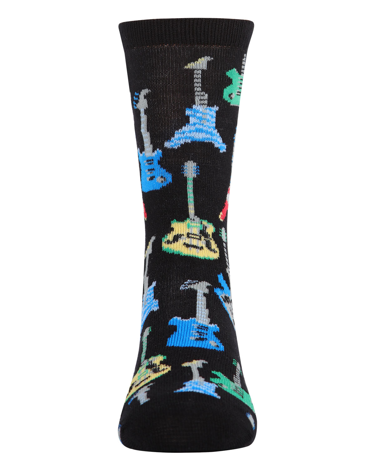 Boys' Guitar Rayon from Bamboo Blend Crew Socks : Color: Black