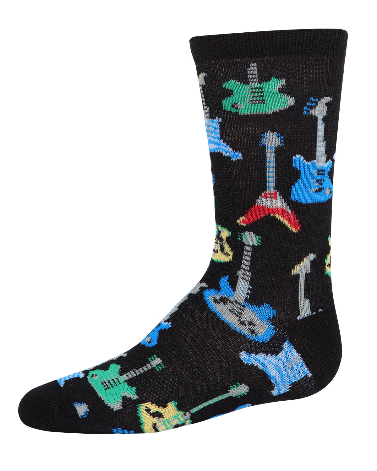Boys' Guitar Rayon from Bamboo Blend Crew Socks : Color: Black