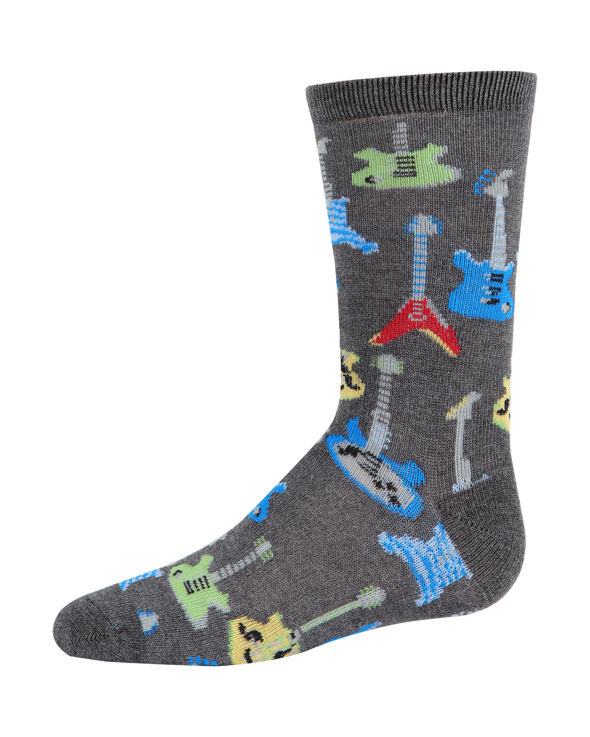Boys' Guitar Rayon from Bamboo Blend Crew Socks : Color: Charcoal