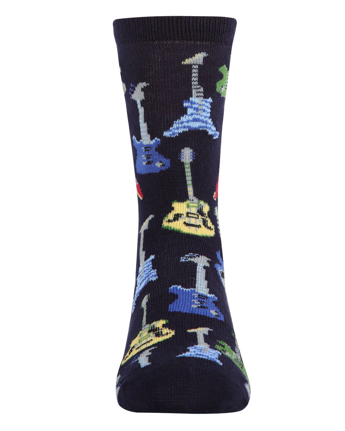 Boys' Guitar Rayon from Bamboo Blend Crew Socks : Color: Navy