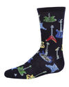 Boys' Guitar Rayon from Bamboo Blend Crew Socks : Color: Navy