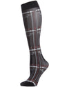 Women's Printed Plaid Nylon Knee High Socks : Color: Black