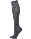 Women's Mixed Jewel Shimmer Knee High Socks : Color: Black