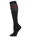 Women's Mod Stripe Knee High Glitter Tube Socks : Color: Black/Burgundy