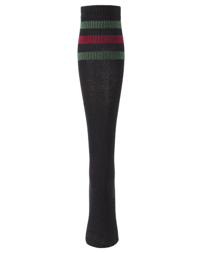 Women's Mod Stripe Knee High Glitter Tube Socks : Color: Black/Gold