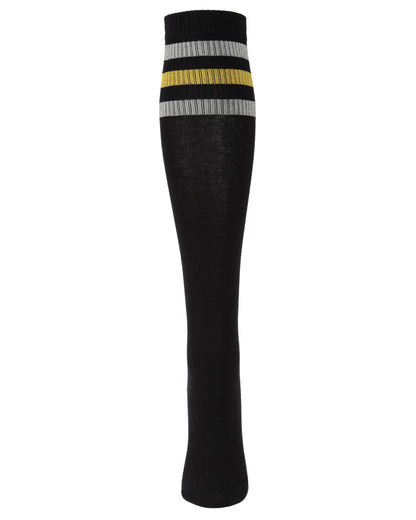 Women's Mod Stripe Knee High Glitter Tube Socks : Color: Black/Gold