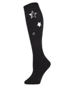 Women's Silver Star Metallic Knee High Socks : Color: Black