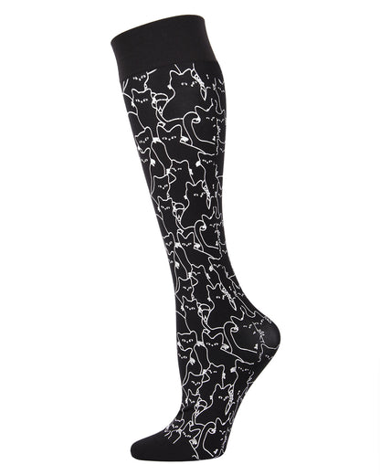 Women's Kitten Intuition Printed Knee High Socks : Color: Black