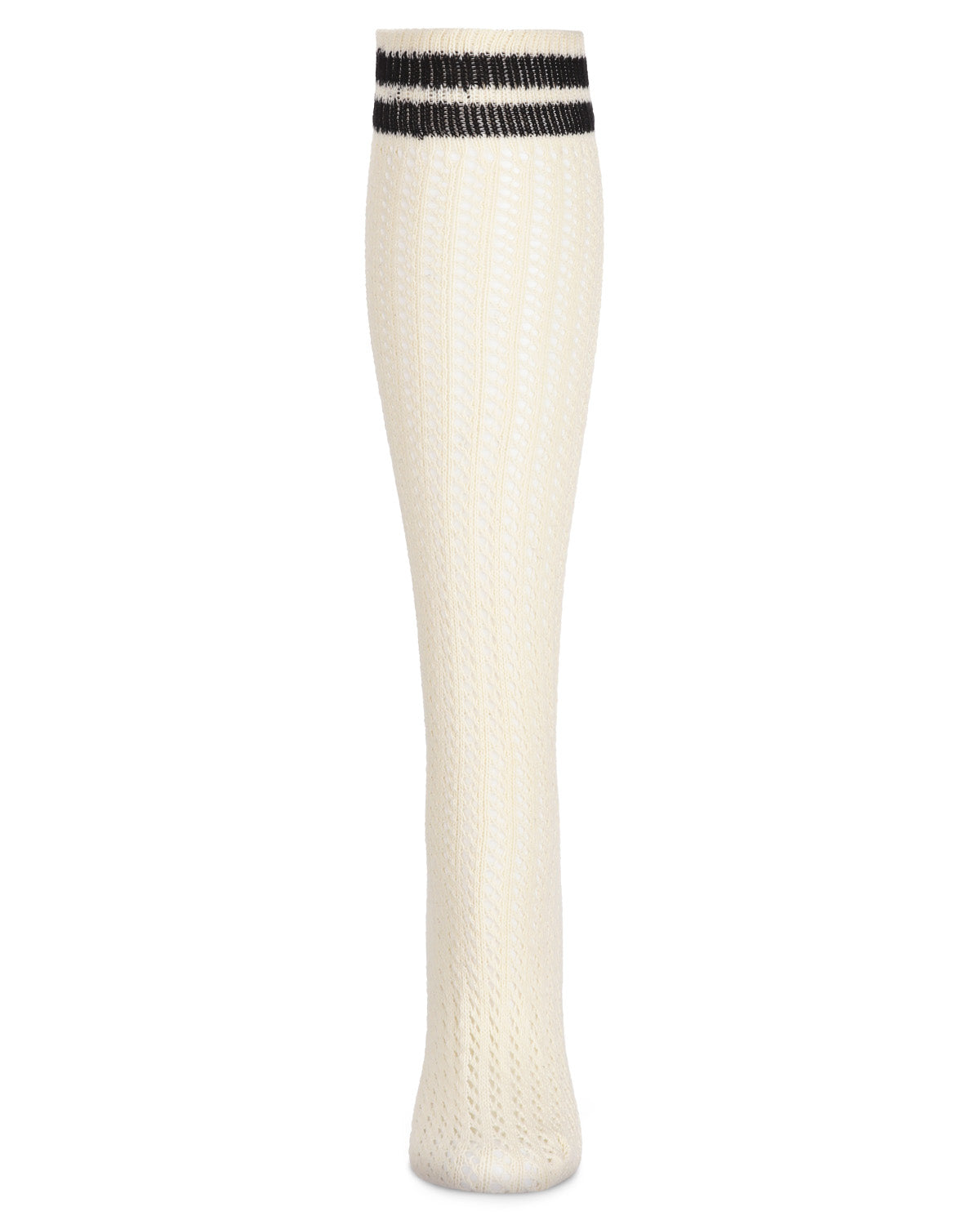Pointelle Striped Cuff Cotton Blend Knee High Sock : Color: Ivory