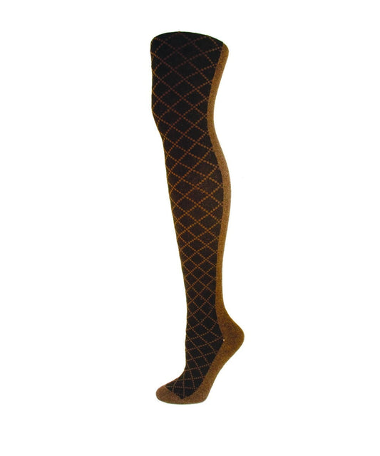 Princess Diamond Cotton Blend Sweater Tights : Color: Espresso/Black