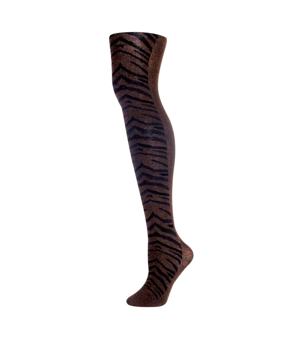 Animal Kingdom Zebra Print Tights : Color: Espresso