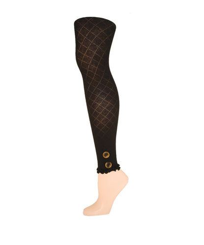 Miss Buttons Cotton Blend Footless Sweater Tights : Color: Black