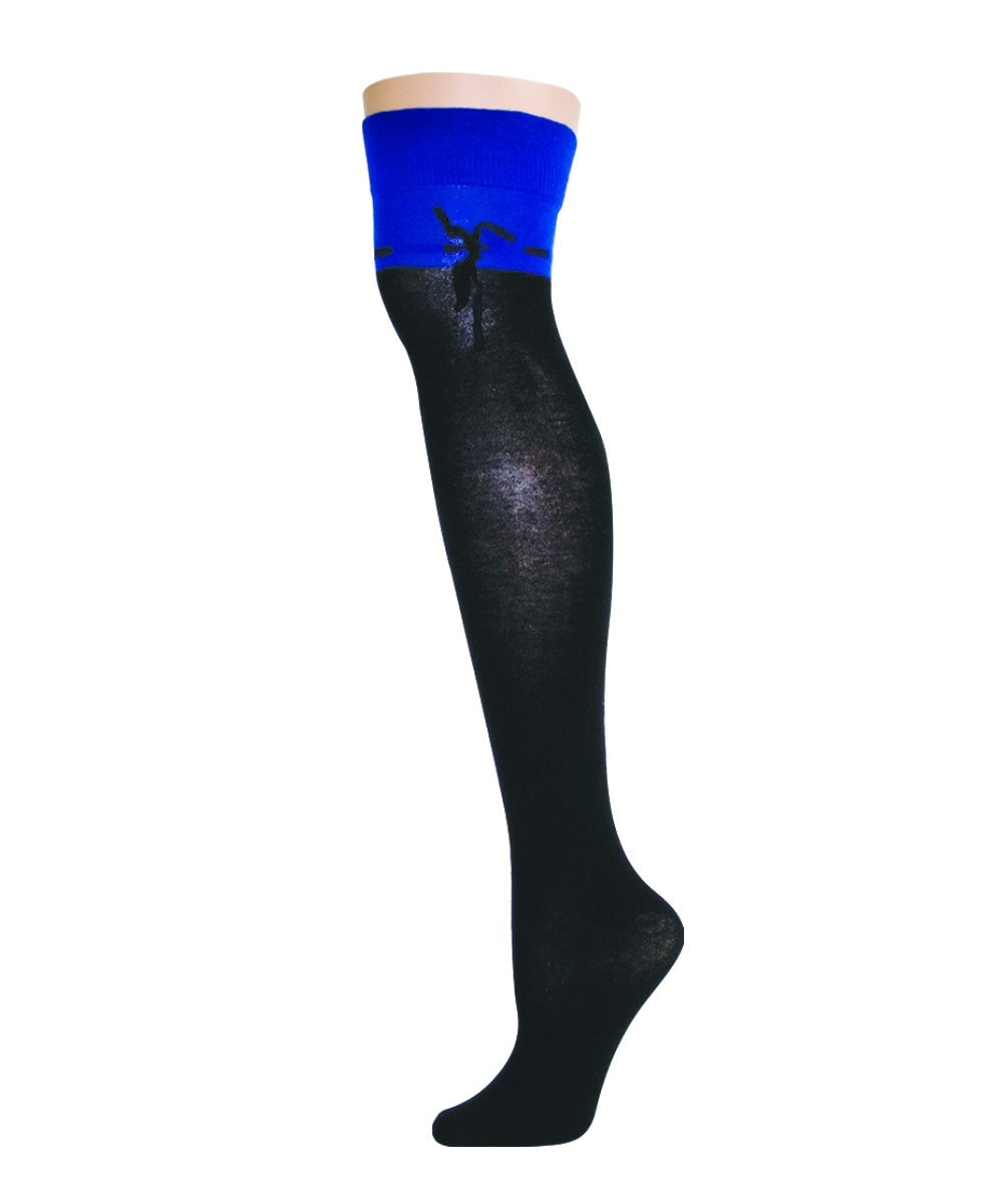 Tie The Knot Over The Knee Warm Cotton Blend Socks : Color: Black