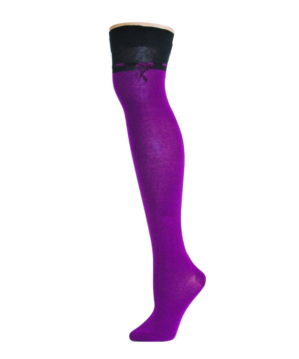 Tie The Knot Over The Knee Warm Cotton Blend Socks : Color: Magenta