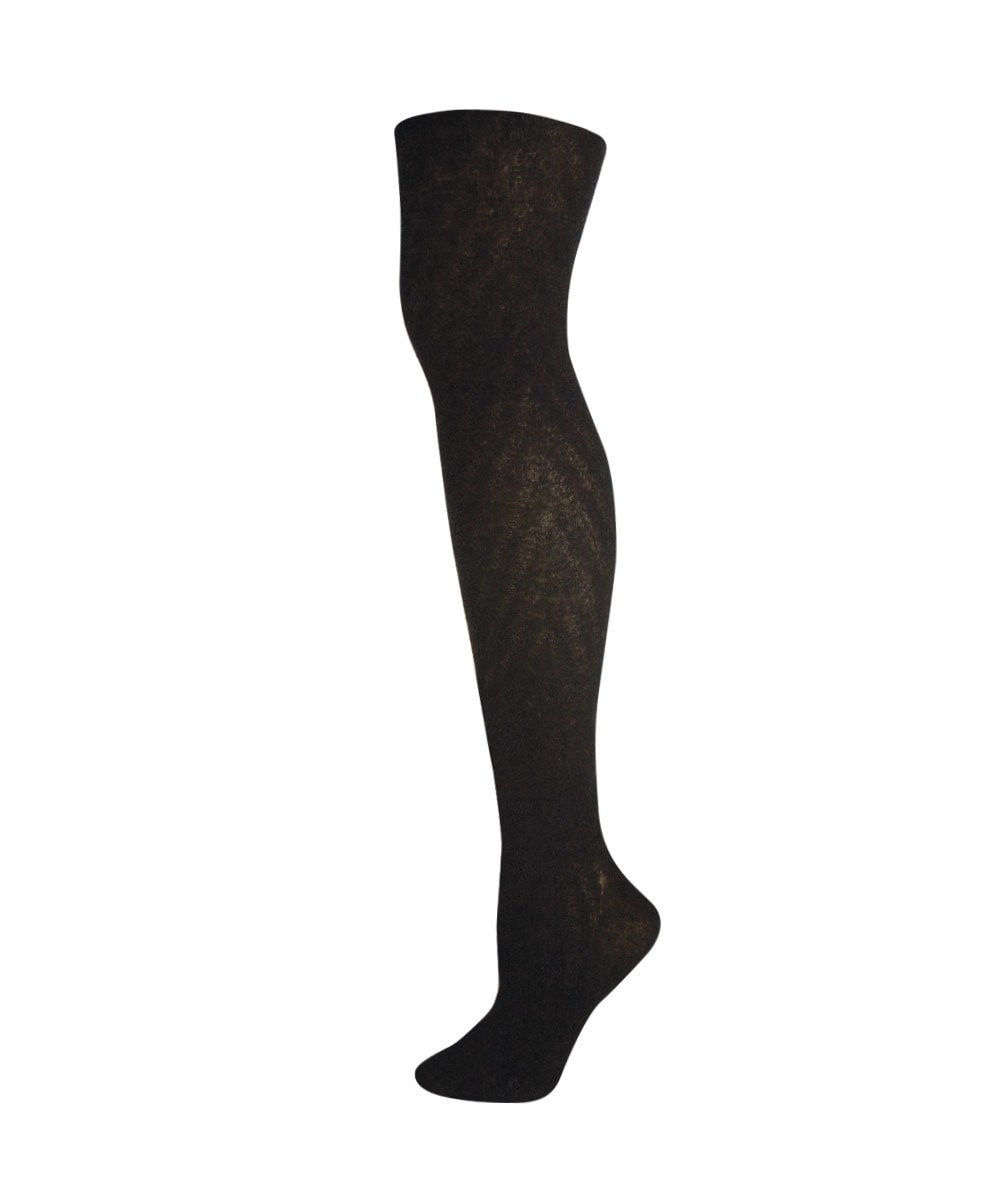 Textured Chevron Cotton Blend Sweater Tights : Color: Black