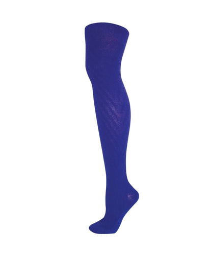 Textured Chevron Cotton Blend Sweater Tights : Color: Persian Blue