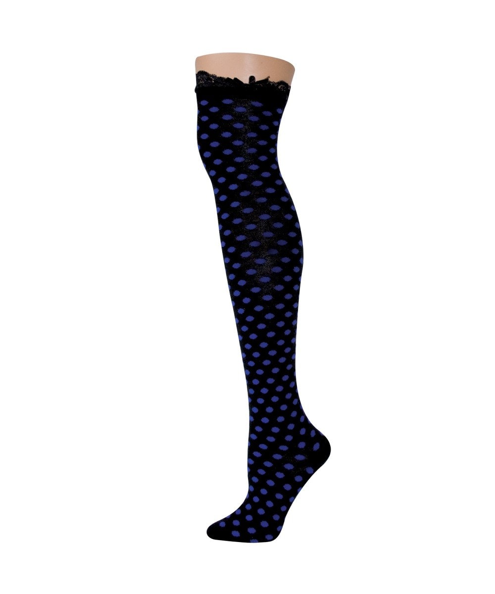 Swiss Dots Over The Knee Cotton Blend Socks : Color: Black