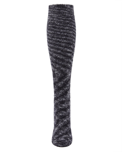 Women's High Frequency Plush Knee-High Socks : Color: Black/White