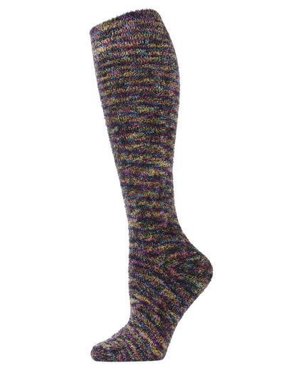 Women's High Frequency Plush Knee-High Socks : Color: Black/Multi
