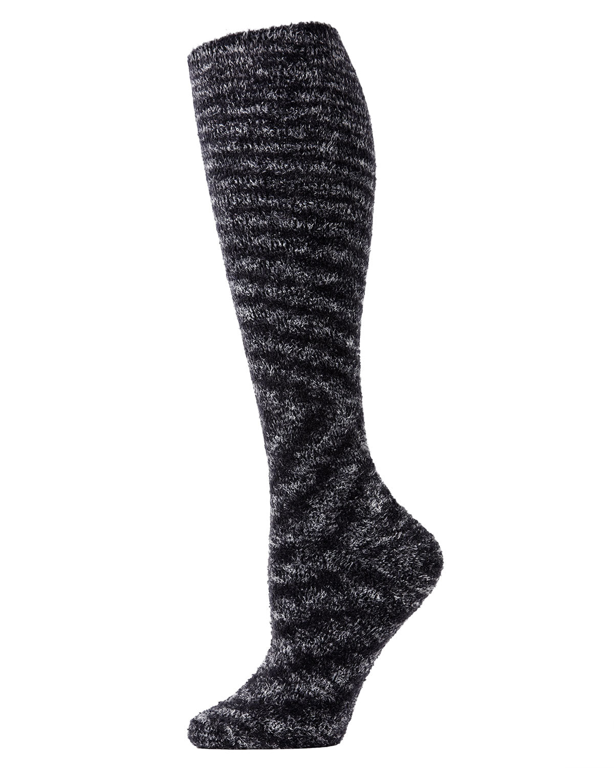 Women's High Frequency Plush Knee-High Socks : Color: Black/White