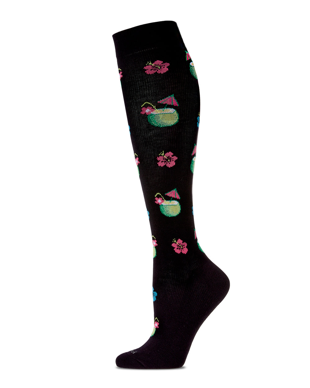 Women's Coconuts in Paradise Bamboo Blend 8-15mmHg Graduated Compression Socks : Color: Black