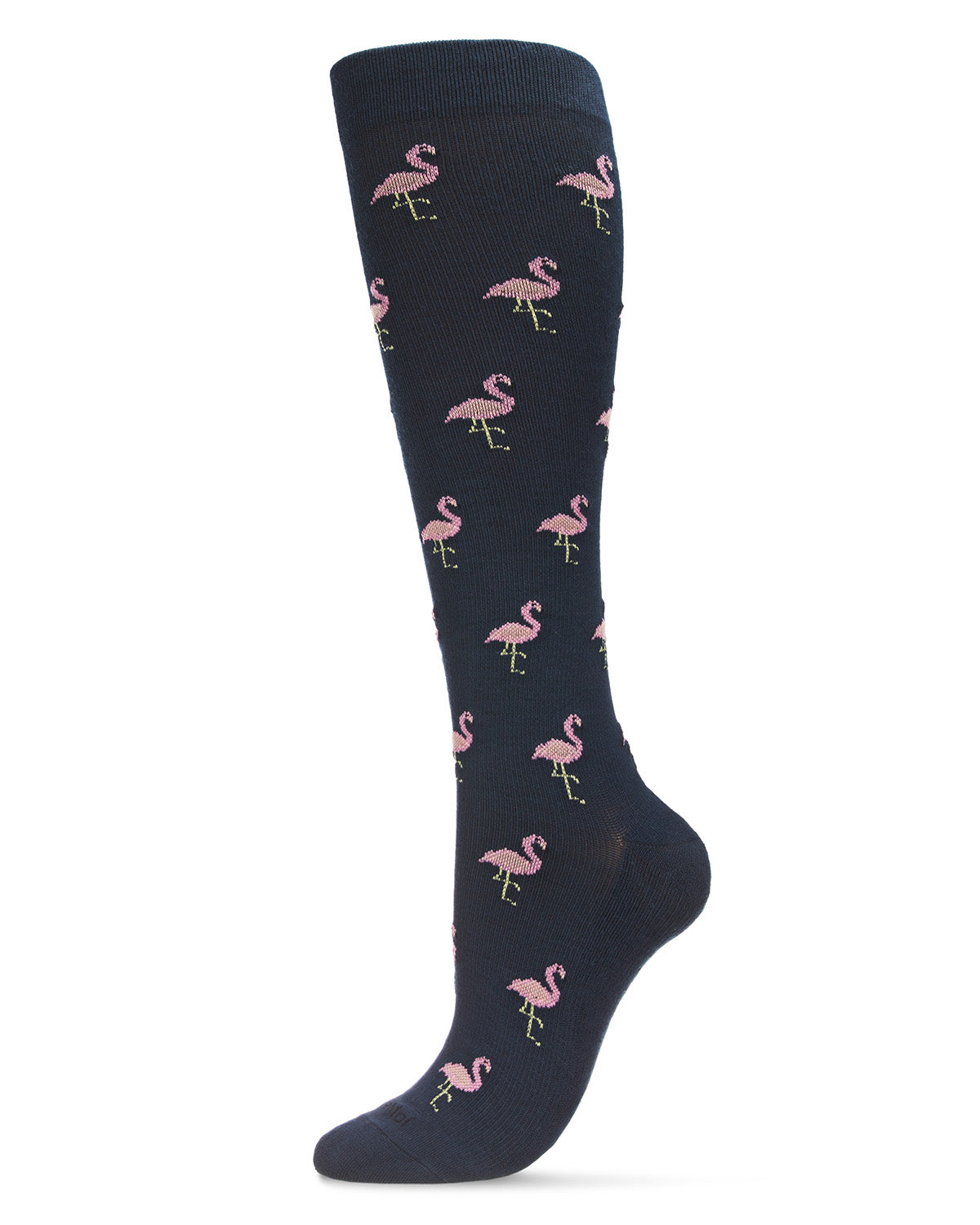 Women's Fancy Flamingo Bamboo Blend 8-15mmHg Graduated Compression Socks : Color: Navy