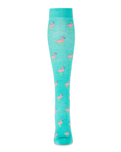 Women's Fancy Flamingo Bamboo Blend 8-15mmHg Graduated Compression Socks : Color: Teal