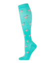 Women's Fancy Flamingo Bamboo Blend 8-15mmHg Graduated Compression Socks : Color: Teal