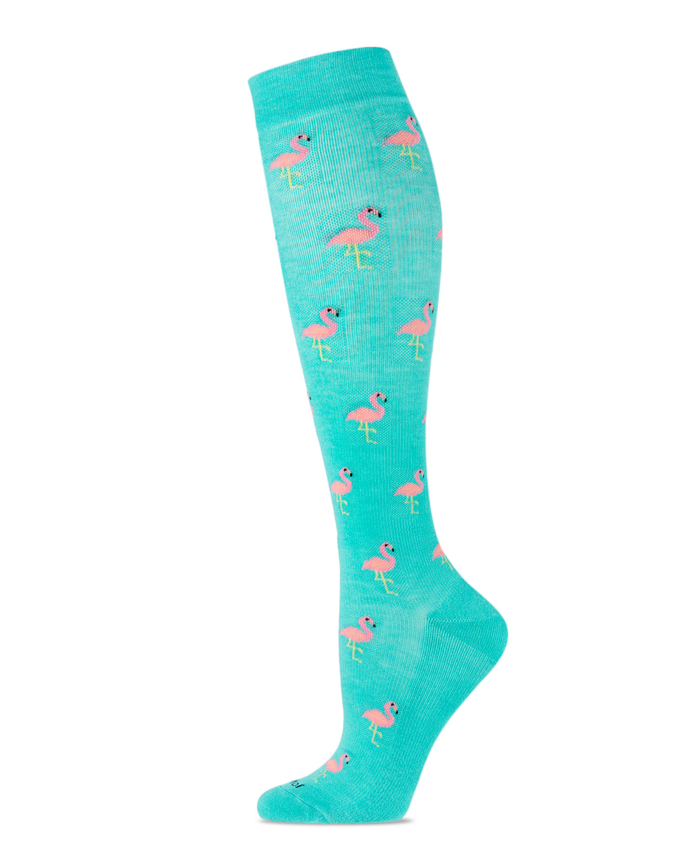 Women's Fancy Flamingo Bamboo Blend 8-15mmHg Graduated Compression Socks : Color: Teal