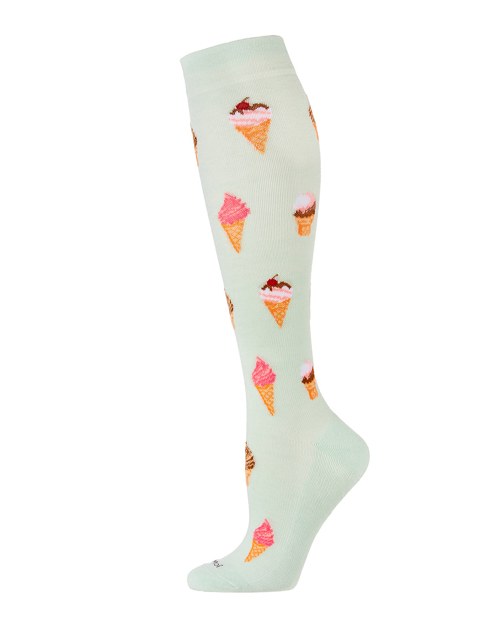 Women's Ice Cream Cones Bamboo Blend 8-15mmHg Graduated Compression Socks : Color: Mint