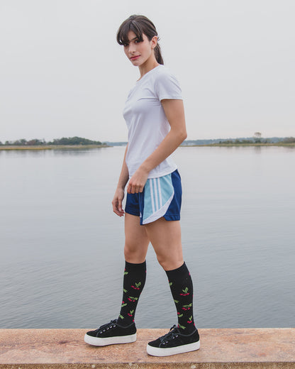 Women's Very Cherry Bamboo Blend 8-15mmHg Graduated Compression Socks : Color: Black