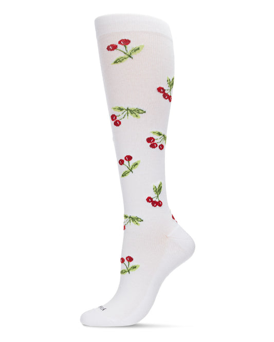 Women's Very Cherry Bamboo Blend 8-15mmHg Graduated Compression Socks : Color: White