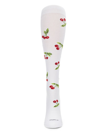 Women's Very Cherry Bamboo Blend 8-15mmHg Graduated Compression Socks : Color: White
