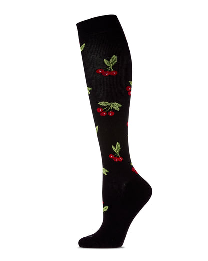 Women's Very Cherry Bamboo Blend 8-15mmHg Graduated Compression Socks : Color: Black