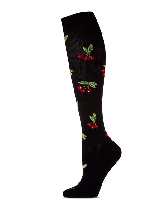 Women's Very Cherry Bamboo Blend 8-15mmHg Graduated Compression Socks : Color: Black