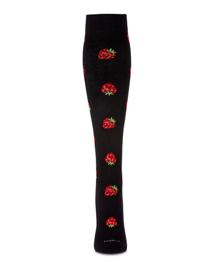 Women's Strawberry Field Bamboo Blend 8-15mmHg Graduated Compression Socks : Color: Black