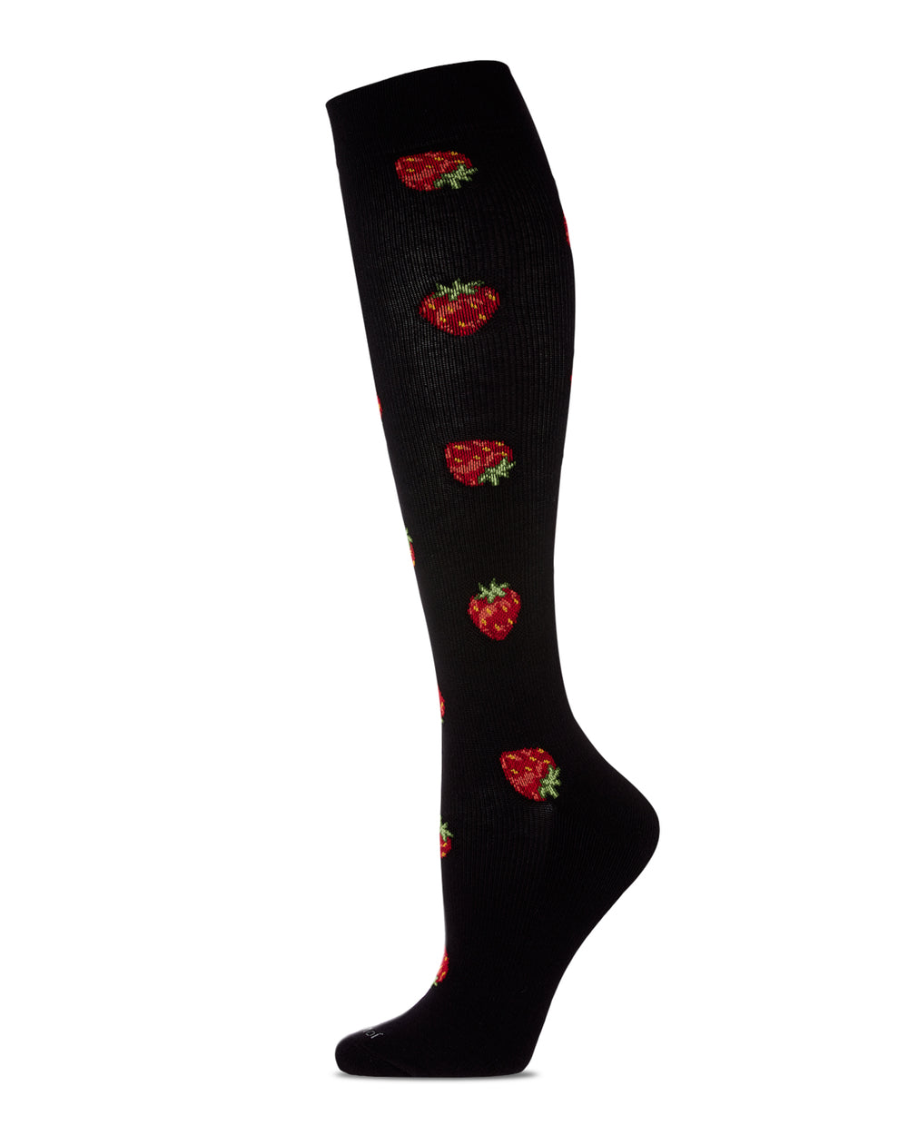 Women's Strawberry Field Bamboo Blend 8-15mmHg Graduated Compression Socks : Color: Black