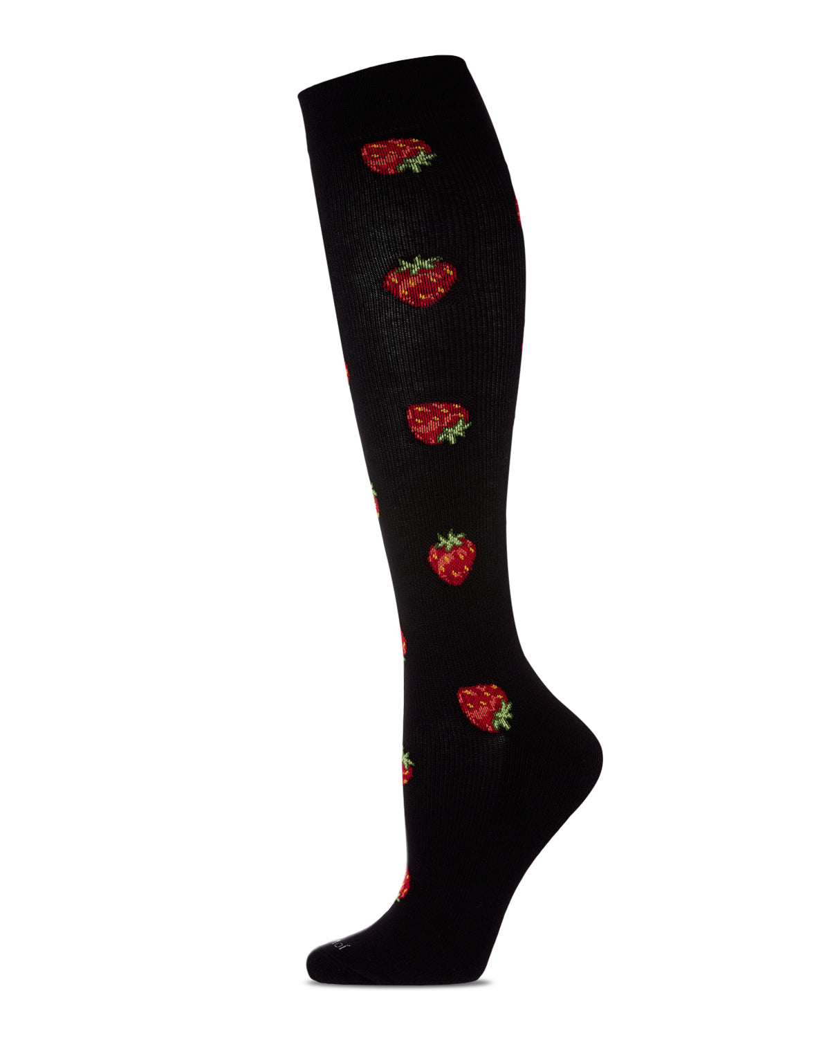 Women's Strawberry Field Bamboo Blend 8-15mmHg Graduated Compression Socks : Color: Black