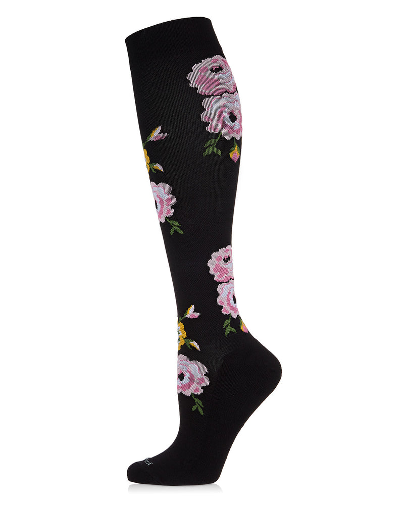 MeMoi Floral Design Bamboo Blend Knee High Compression Socks