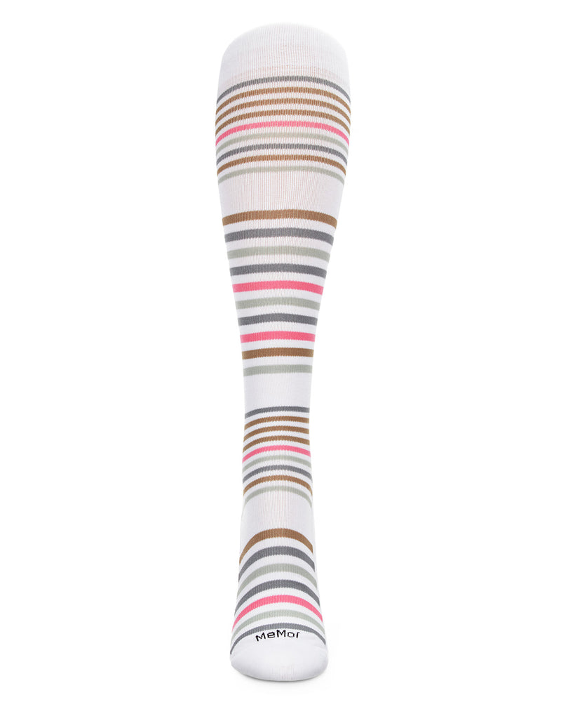 Calcetines de compresión hasta la rodilla en mezcla de bambú con diseño de rayas MeMoi