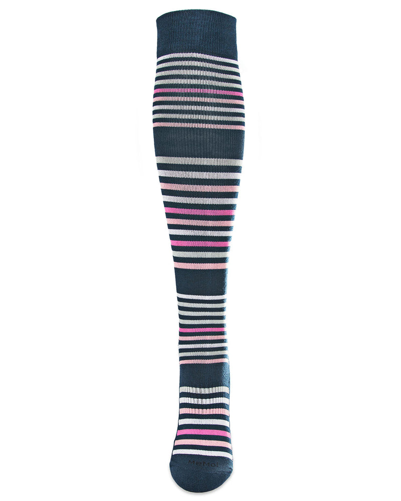 MeMoi Stripe Design Bamboo Blend Knee High Compression Socks