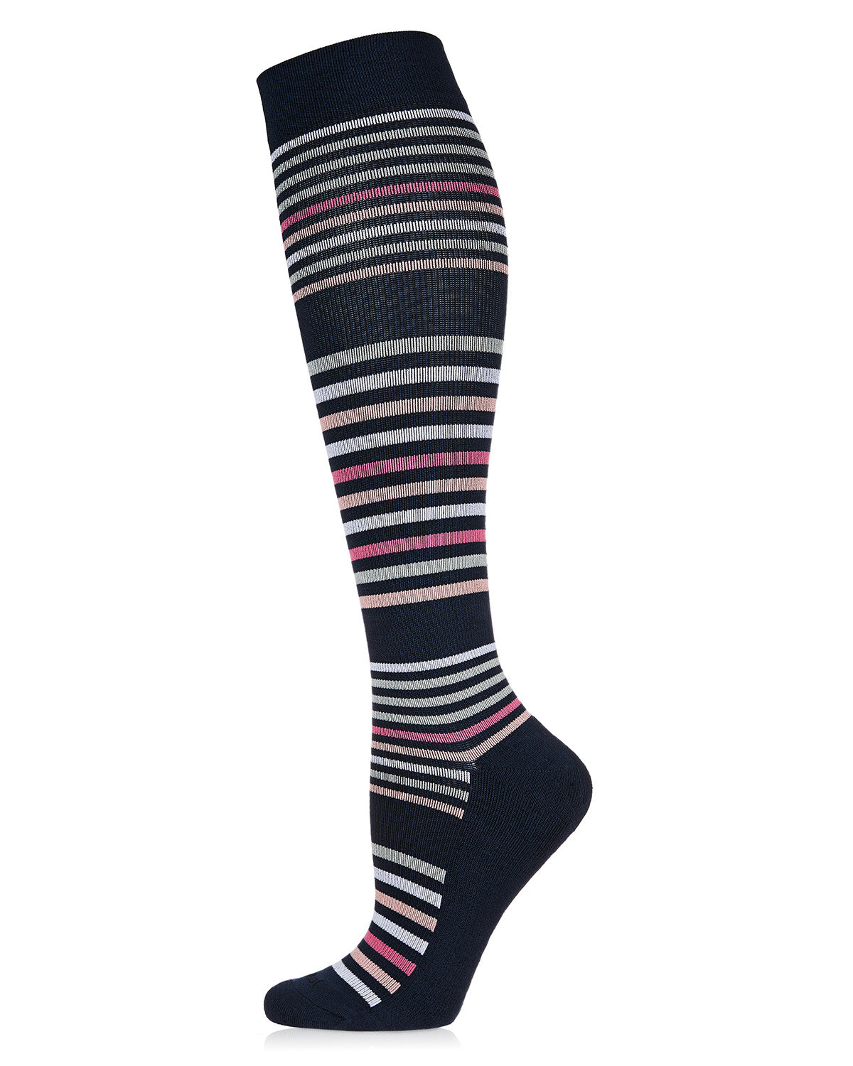 Women's Classic Stripes Bamboo Blend 8-15mmHg Graduated Compression Socks : Color: Navy