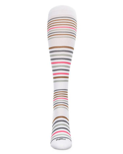 Women's Classic Stripes Bamboo Blend 8-15mmHg Graduated Compression Socks : Color: White